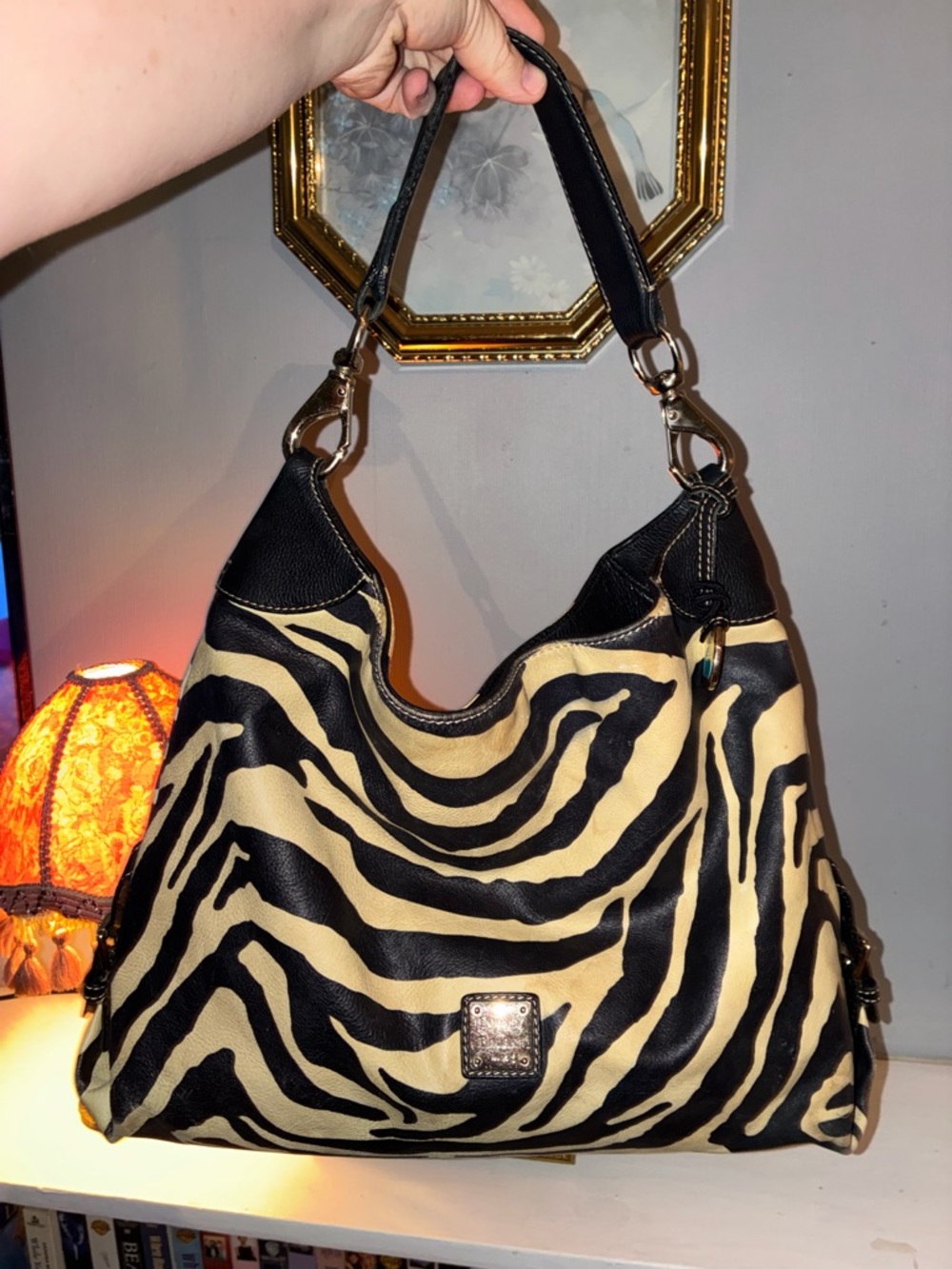 Vintage Dooney and Bourke Zebra Print Hobo Bag